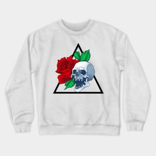 Skull and Rose Flower Triangular Shape Crewneck Sweatshirt